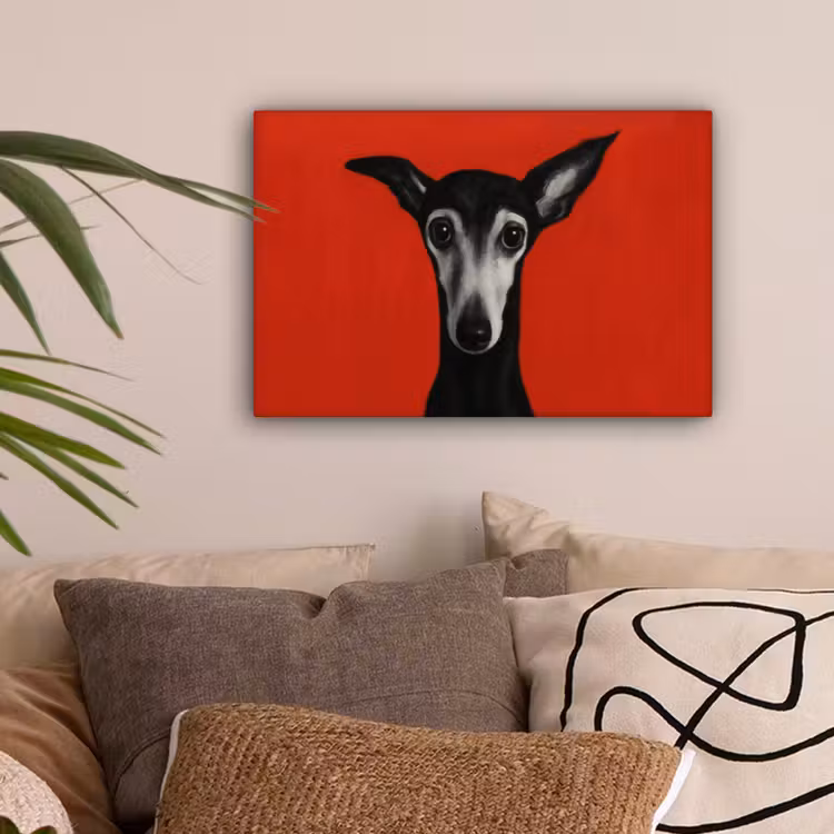 Windhond - Minimalistisch - Rood canvas 2cm klein -sfeer1