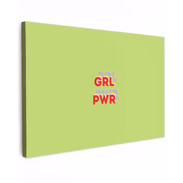Grl pwr - Groen - Rood - 3D canvas 2cm klein -z3d
