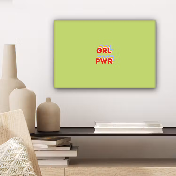 Grl pwr - Groen - Rood - 3D canvas 2cm klein -sfeer6