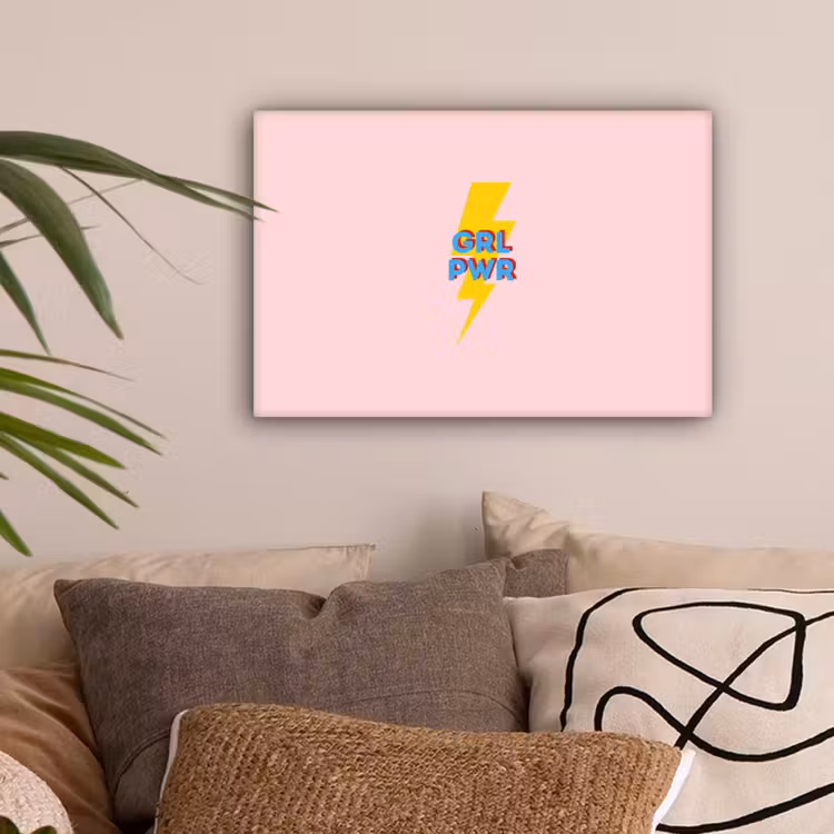 Grl pwr - Bliksem - Roze canvas 2cm klein -z3d