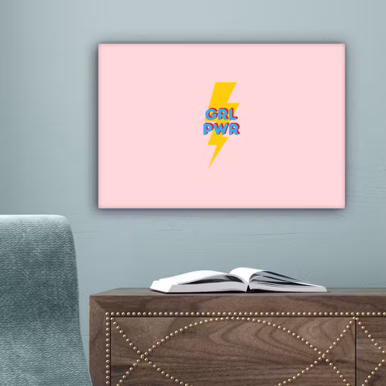 Grl pwr - Bliksem - Roze canvas 2cm klein -sfeer1