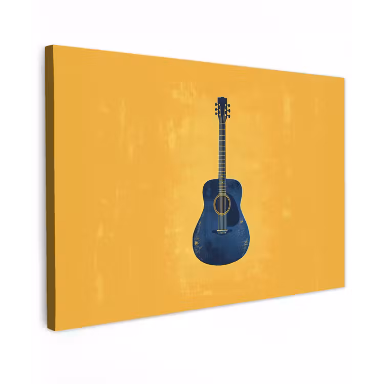 Gitaar - Akoestisch - Geel - Minimalistisch canvas 2cm klein -z3d