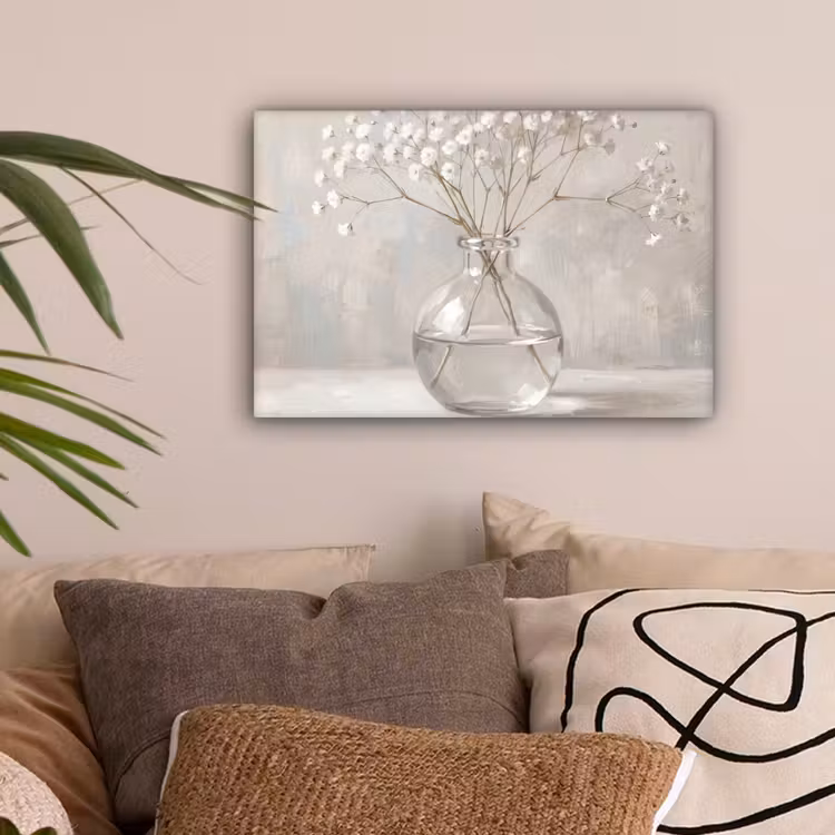 Gipskruid - Vaas - Wit canvas 2cm klein -sfeer1