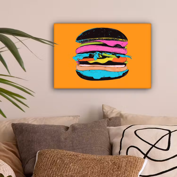 Hamburger - Kleurrijk - Speels canvas 2cm klein -sfeer1