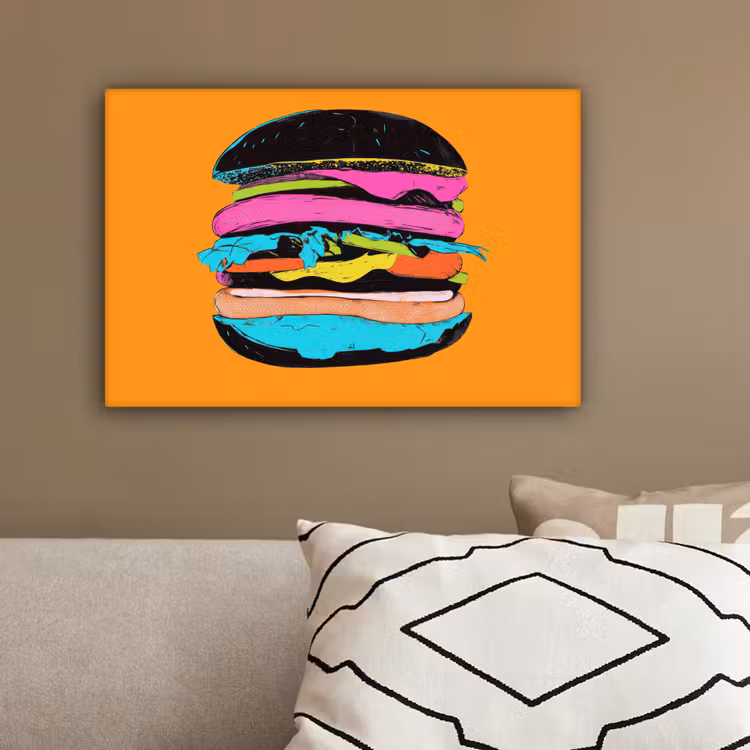 Hamburger - Kleurrijk - Speels canvas 2cm klein -sfeer3