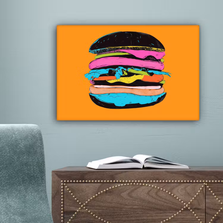 Hamburger - Kleurrijk - Speels canvas 2cm klein -sfeer4