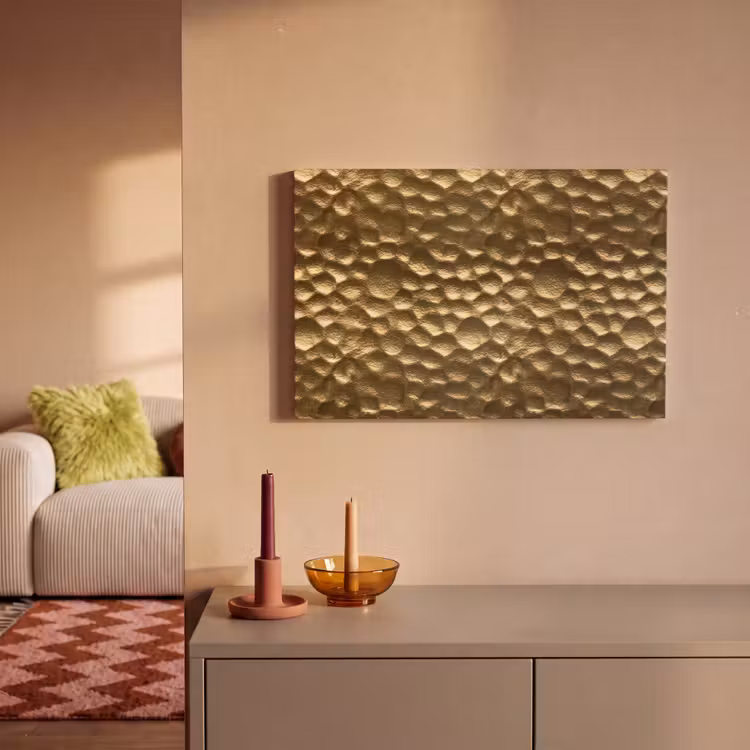 Gehamerd - Reliëf - Textuur - Bronsgoud canvas 2cm klein 34 -sfeer1