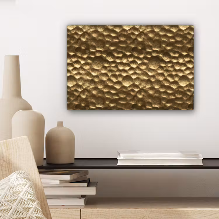Gehamerd - Reliëf - Textuur - Bronsgoud canvas 2cm klein 34 -sfeer6