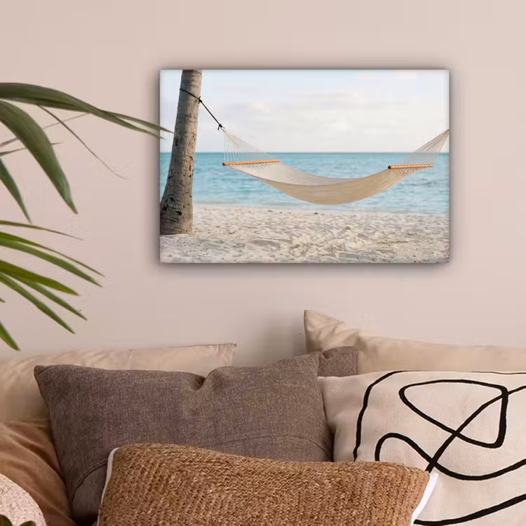 Hangmat - Strand - Wit canvas 2cm klein -sfeer1