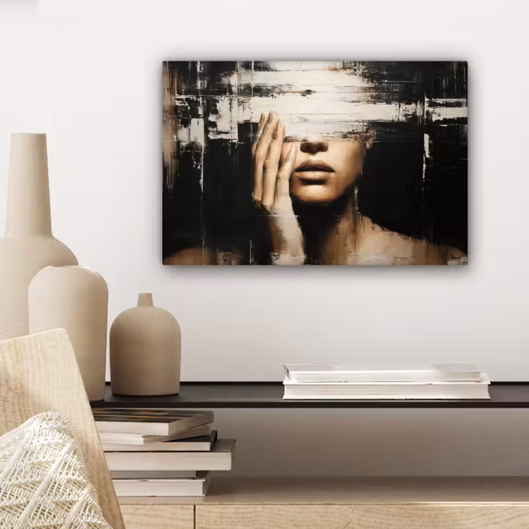 Hand - Gezicht - Strepen - Abstract canvas 2cm klein -sfeer6