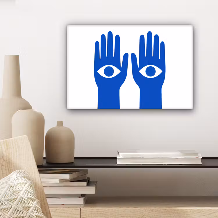 Handen - Twee - Ogen - Blauw canvas 2cm klein -sfeer6