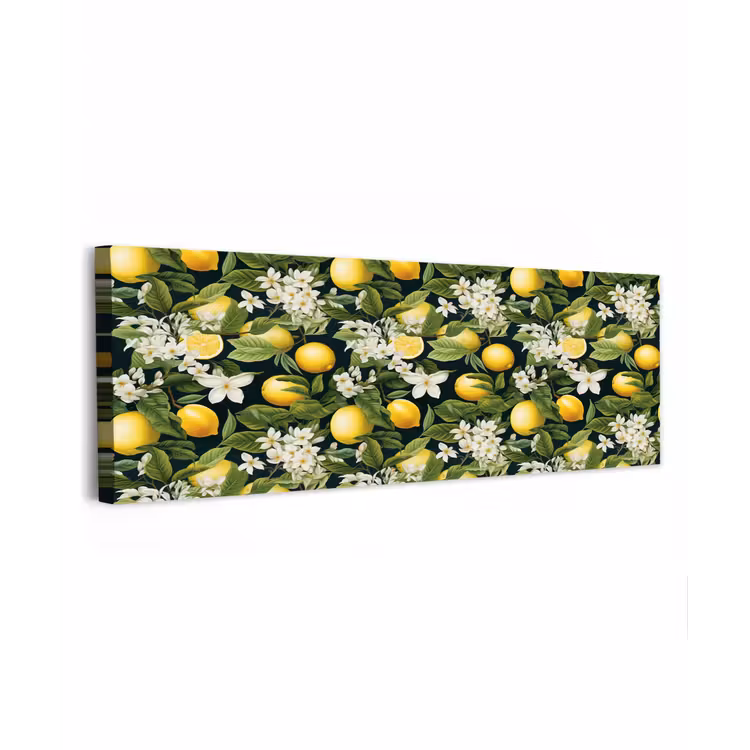 Hangende - Citroenen - Witte - Bloemetjes canvas 2cm klein 828 -z3d