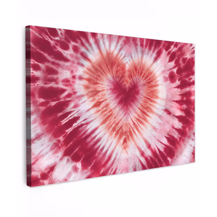Hartvorm - Roze - Tie dye canvas 2cm klein -z3d