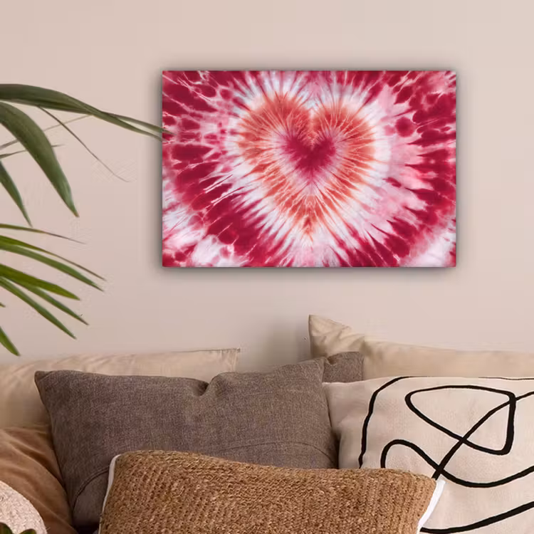 Hartvorm - Roze - Tie dye canvas 2cm klein -sfeer1