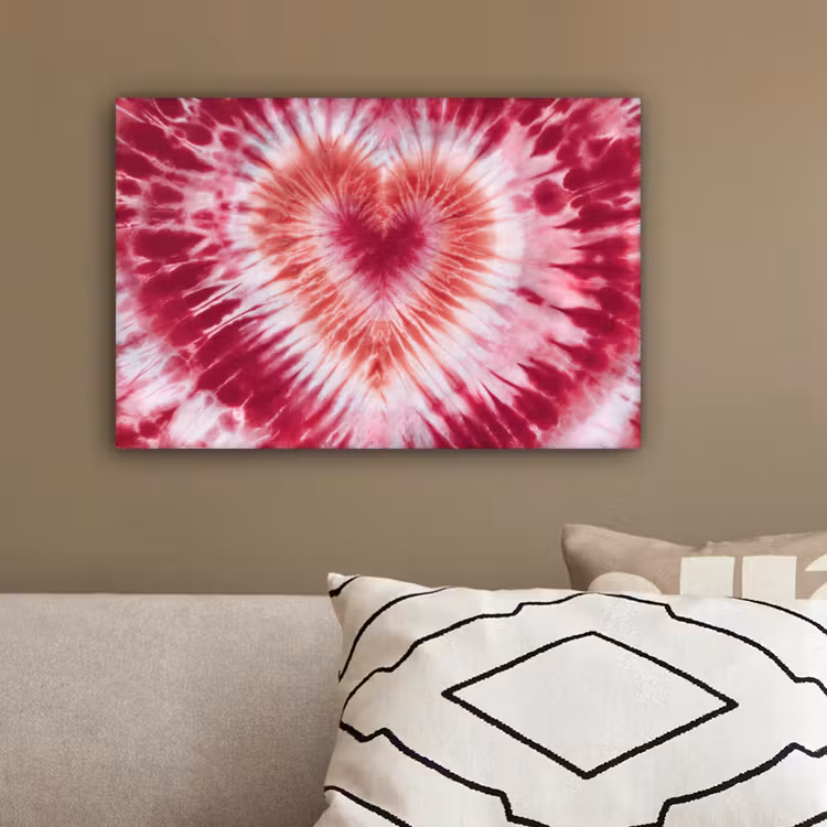 Hartvorm - Roze - Tie dye canvas 2cm klein -sfeer3