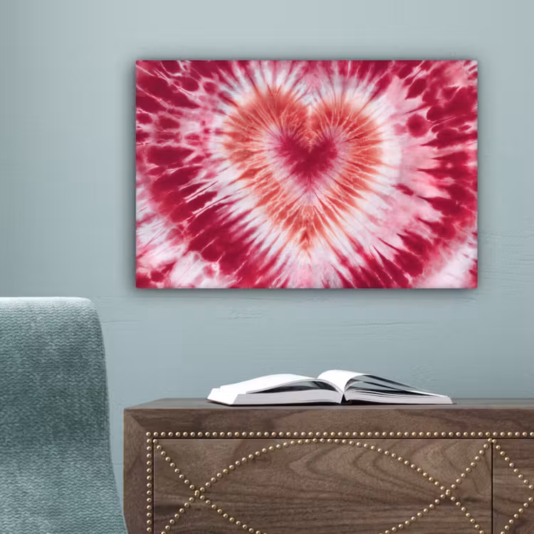 Hartvorm - Roze - Tie dye canvas 2cm klein -sfeer4