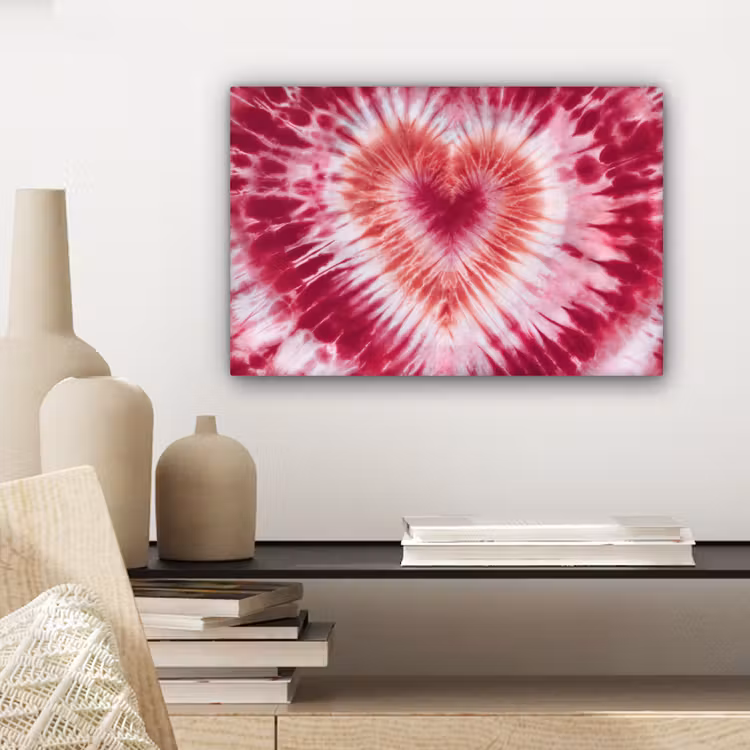 Hartvorm - Roze - Tie dye canvas 2cm klein -sfeer6