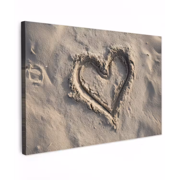 Hartvorm - Getekend - Beige - Zand canvas 2cm klein -z3d