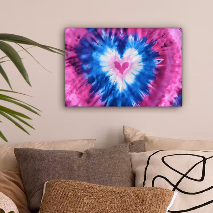 Hartvormig - Tie dye - Paars canvas 2cm klein -sfeer1