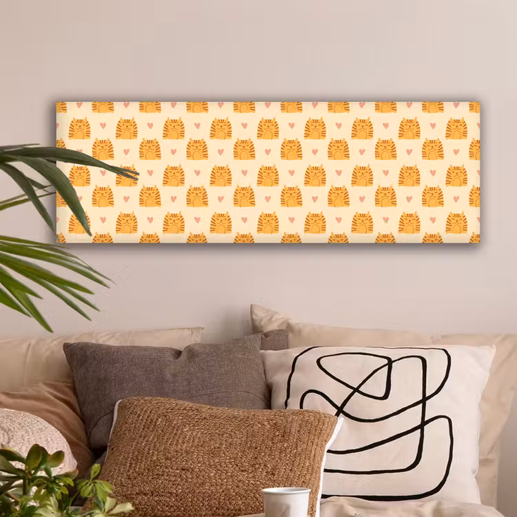 Hartjes - Katten - Strepen - Beige canvas 2cm klein 828 -sfeer1