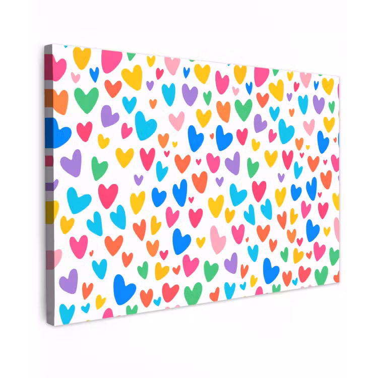 Hartjes - Kleurrijk - Patroon - Levendig canvas 2cm klein -z3d
