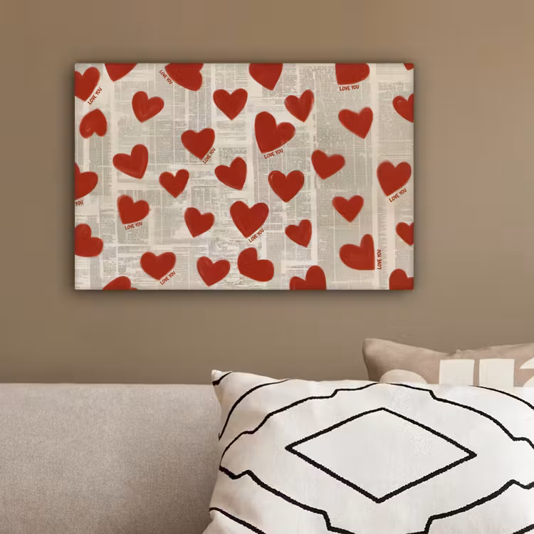Hartjes - Krant - Loveyou canvas 2cm klein -sfeer3