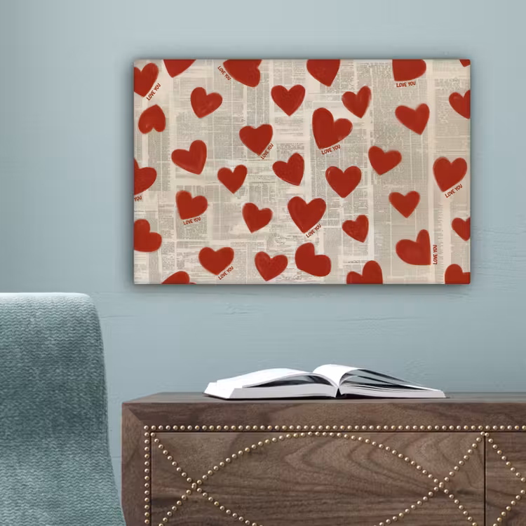 Hartjes - Krant - Loveyou canvas 2cm klein -sfeer4