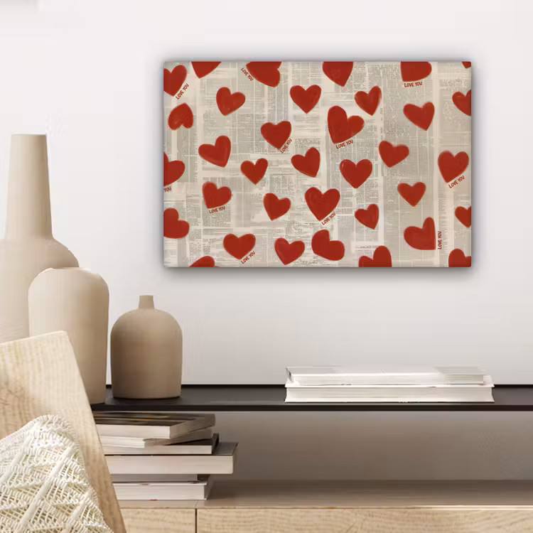 Hartjes - Krant - Loveyou canvas 2cm klein -sfeer6