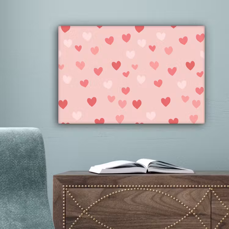 Hartjes - Patroon - Roze - Eenvoudig canvas 2cm klein -sfeer4