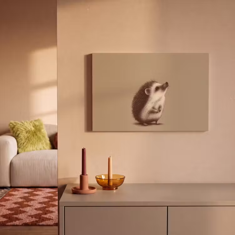 Egel - Snuitje - Bruin - Stekels canvas 2cm klein -sfeer1