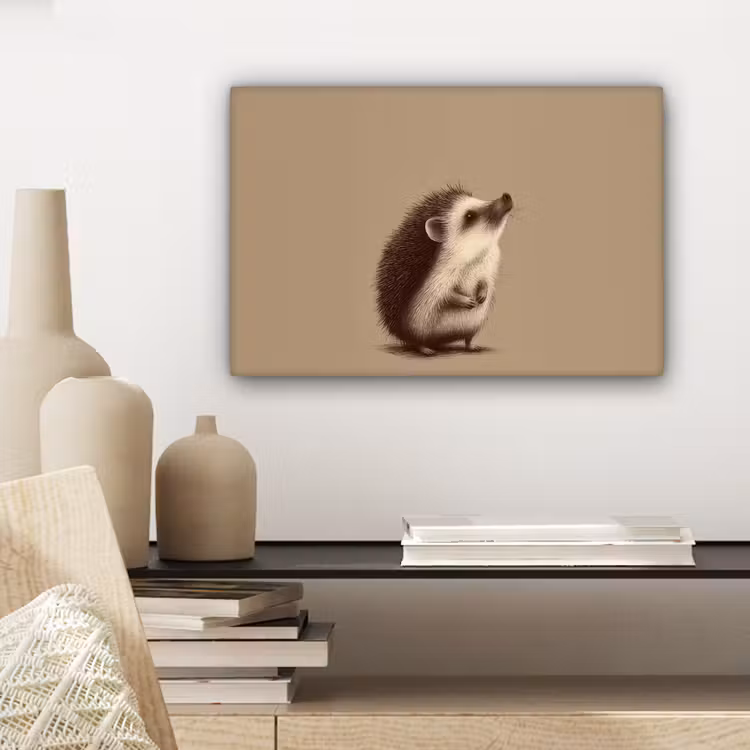 Egel - Snuitje - Bruin - Stekels canvas 2cm klein -sfeer6