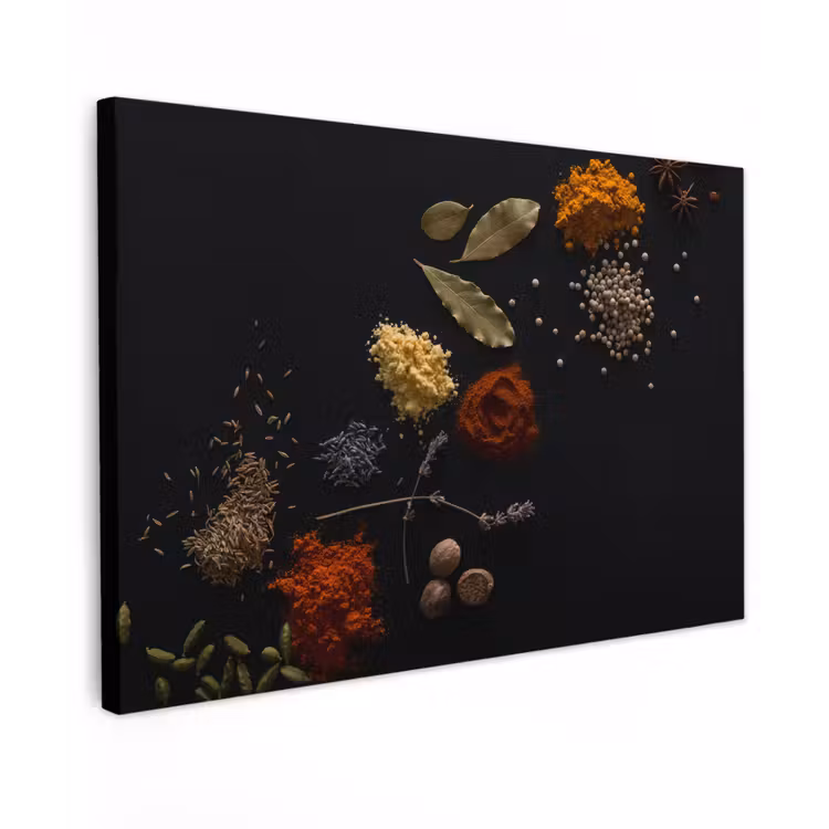 Kruiden - Zwart - Specerijen - Keuken - Koken canvas 2cm klein -z3d