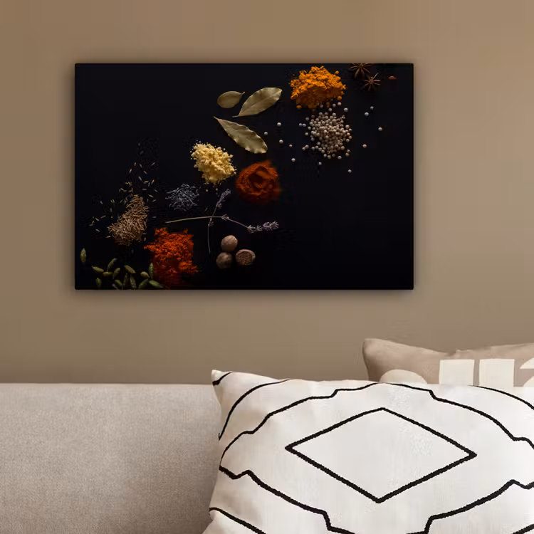 Kruiden - Zwart - Specerijen - Keuken - Koken canvas 2cm klein -sfeer3