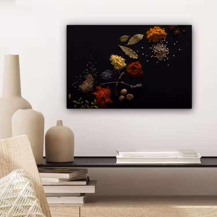 Kruiden - Zwart - Specerijen - Keuken - Koken canvas 2cm klein -sfeer6