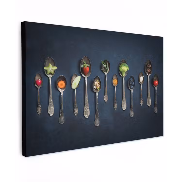 Kruiden - Lepel - Zilver - Specerijen - Industrieel canvas 2cm klein -z3d