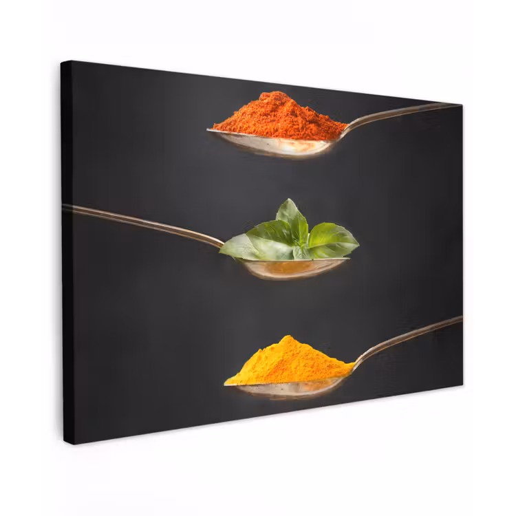 Kruiden - Lepel - Specerijen - Zwart - Italiaans canvas 2cm klein -z3d