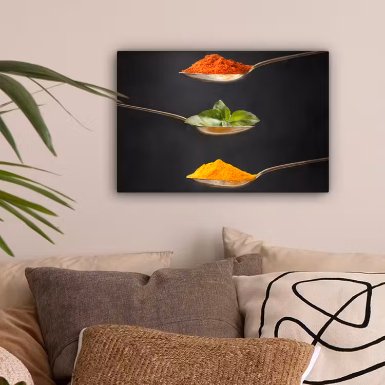 Kruiden - Lepel - Specerijen - Zwart - Italiaans canvas 2cm klein -sfeer1