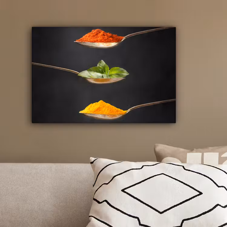 Kruiden - Lepel - Specerijen - Zwart - Italiaans canvas 2cm klein -sfeer3