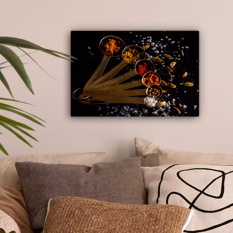 Kruiden - Lepels - Zout - Specerijen - Zwart canvas 2cm klein -sfeer1