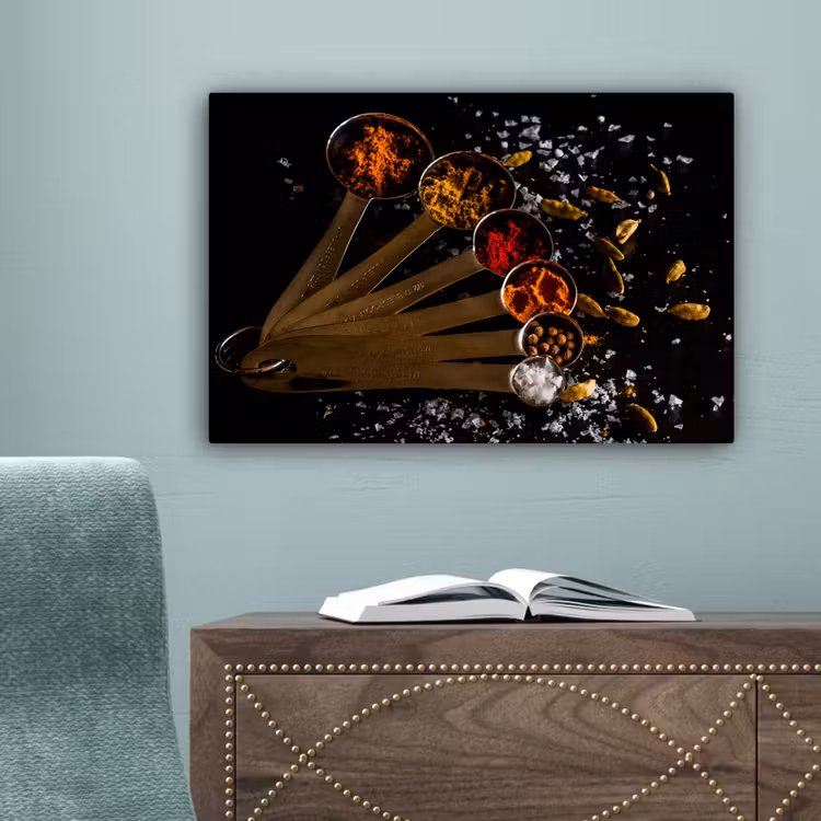 Kruiden - Lepels - Zout - Specerijen - Zwart canvas 2cm klein -sfeer4