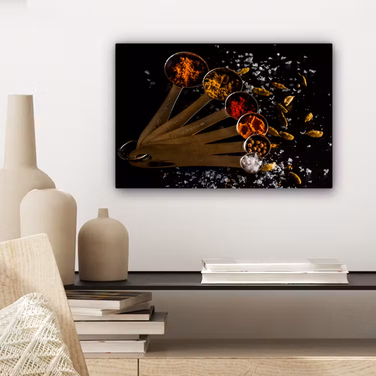 Kruiden - Lepels - Zout - Specerijen - Zwart canvas 2cm klein -sfeer6