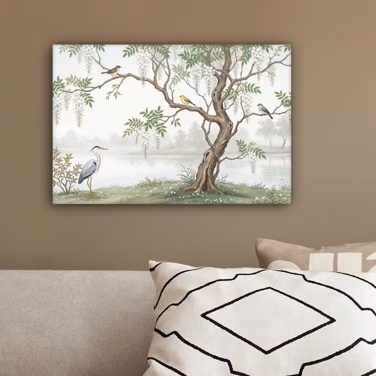 Reiger - Landschap - Groen canvas 2cm klein -sfeer3
