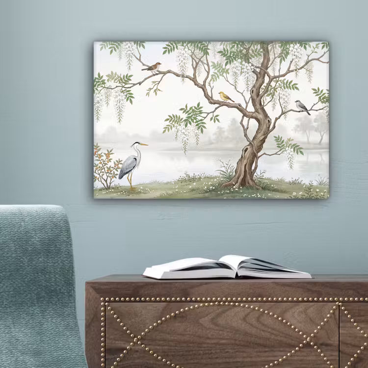 Reiger - Landschap - Groen canvas 2cm klein -sfeer4