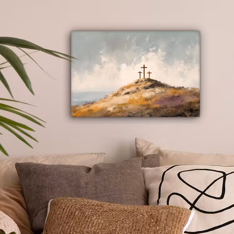 Heuvels - Abstract - Christendom  - Kruis canvas 2cm klein -sfeer1