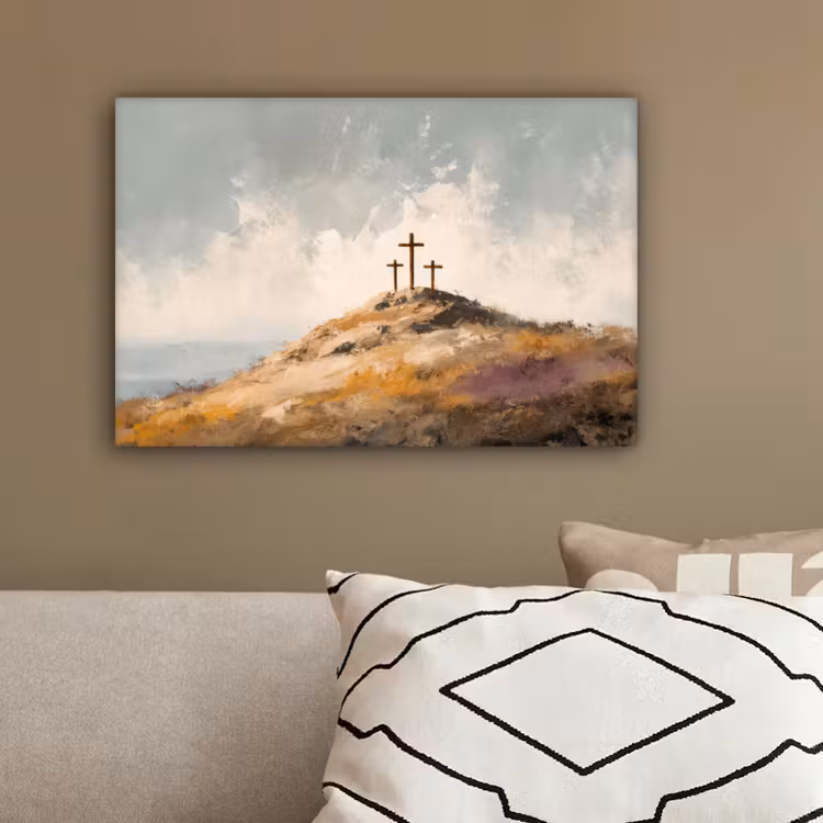 Heuvels - Abstract - Christendom  - Kruis canvas 2cm klein -sfeer3