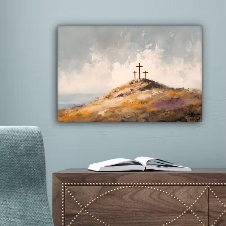 Heuvels - Abstract - Christendom  - Kruis canvas 2cm klein -sfeer4