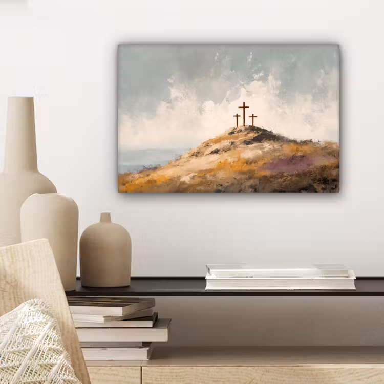 Heuvels - Abstract - Christendom  - Kruis canvas 2cm klein -sfeer6