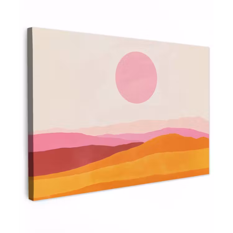 Heuvels - Oranje - Zon - Abstract canvas 2cm klein -z3d