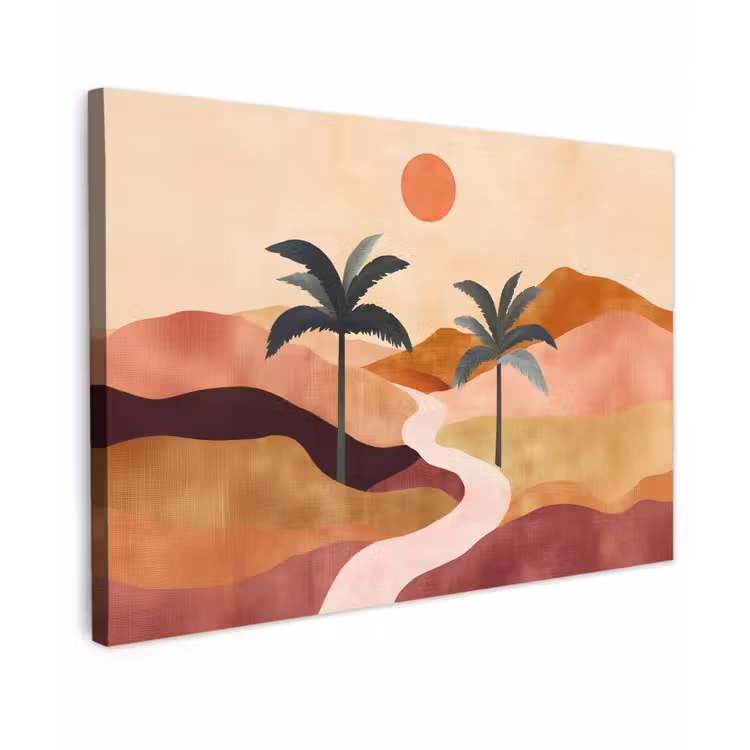 Heuvels - Palmbomen - Abstract canvas 2cm klein -z3d