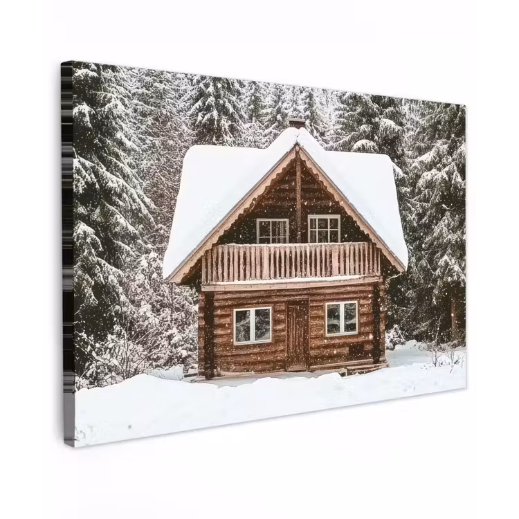 Huis - Bos - Winter - Natuur - Sneeuw canvas 2cm klein -z3d